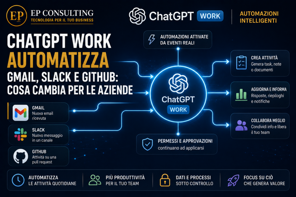 ChatGPT Work automatizza Gmail, Slack e GitHub con attività attivate da eventi - EP Consulting