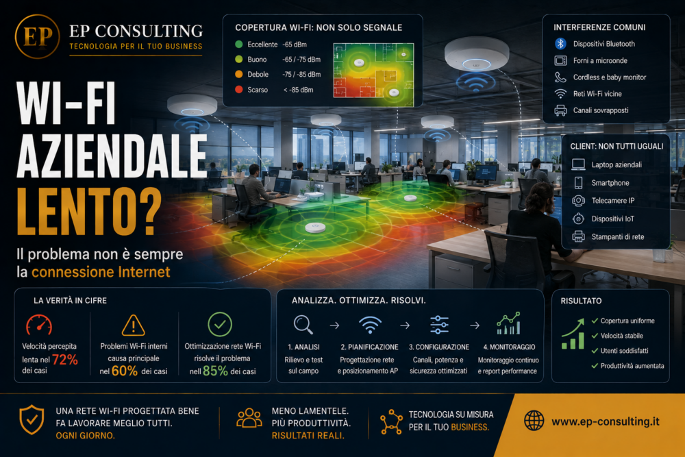 Wi-Fi aziendale lento o instabile: perché cambiare access point spesso non risolve – EP Consulting
