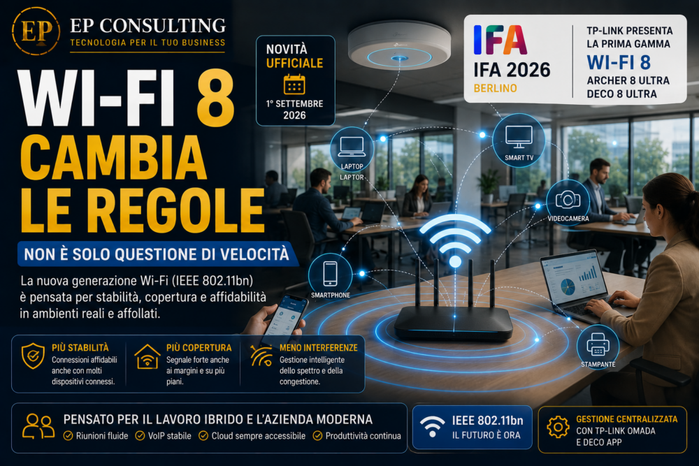 Wi-Fi 8 a IFA 2026: rete aziendale con maggiore stabilità, copertura e gestione delle interferenze secondo IEEE 802.11bn
