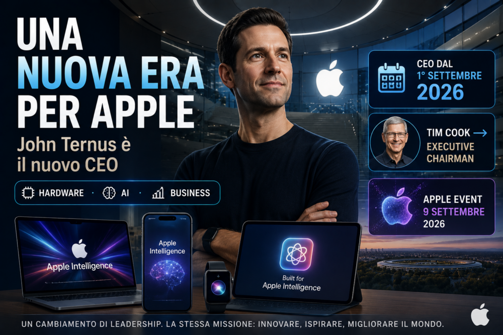 John Ternus nuovo CEO di Apple dal 1 settembre 2026: hardware, intelligenza artificiale e strategia business