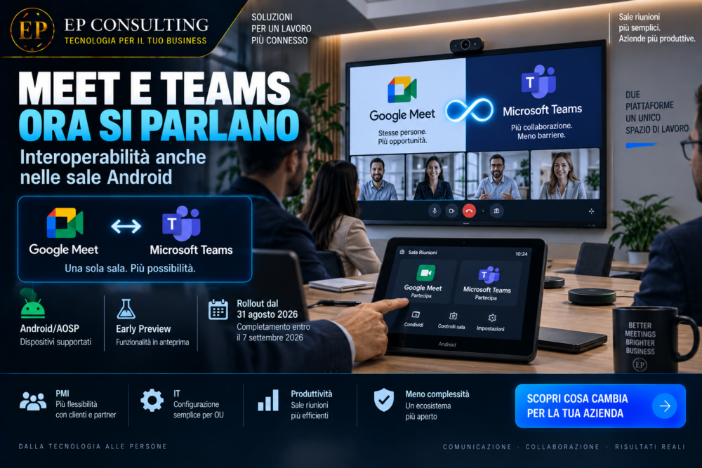 Google Meet e Microsoft Teams interoperabili nelle sale riunioni Android