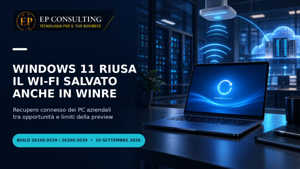 Notebook aziendale in Windows Recovery Environment collegato al Wi-Fi salvato per il recupero di Windows 11