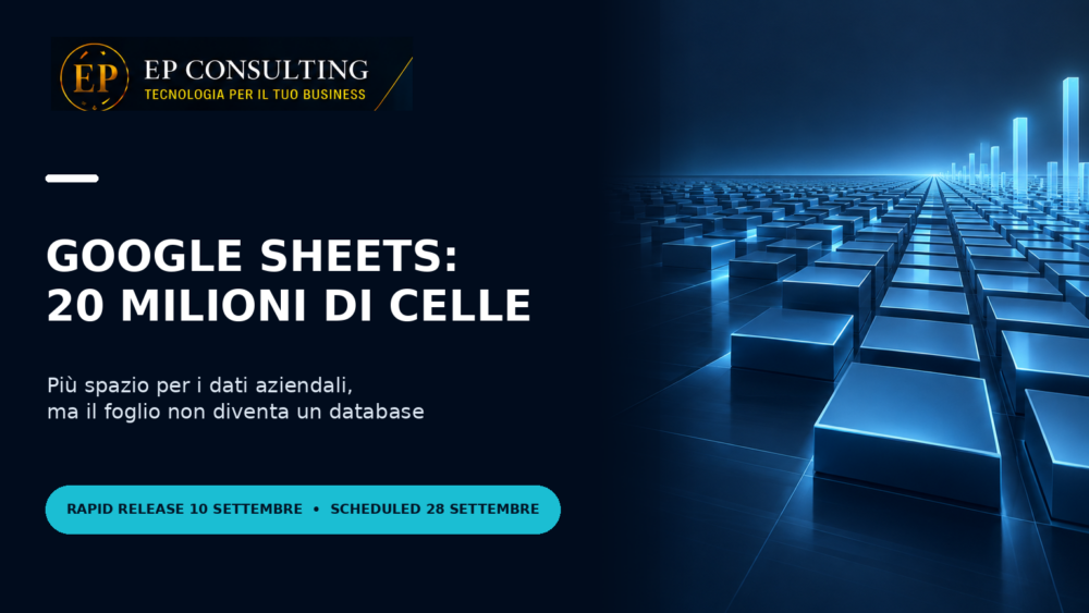 Griglia dati estesa che rappresenta il nuovo limite di 20 milioni di celle in Google Sheets